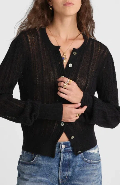 Madewell Pointelle Stitch Alpaca Blend Cardigan In Black