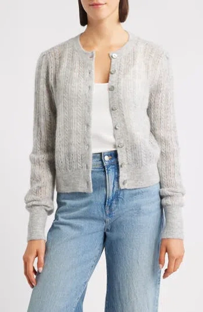 Madewell Pointelle Stitch Alpaca Blend Cardigan In Gray