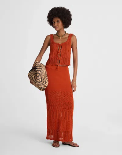 Madewell Pointelle-stitch Maxi Skirt In Orange