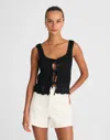 Madewell Pointelle-stitch Tie-front Sweater Tank In Black