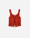 Madewell Pointelle Stitch Tie Front Sweater Tank In Red