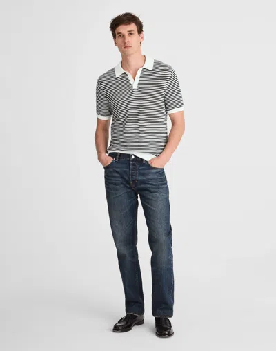 Madewell Pointelle-stripe Sweater Polo In White
