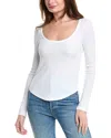 Madewell Pointelle Scoop Neck Long Sleeve Top In White