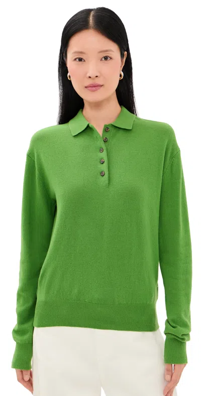 Madewell Polo Sweater In Soft Wool Fresh Fern In Green