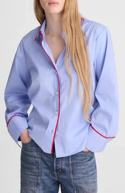 Madewell Poplin Button-up Pajama Shirt In Tranquil Blue