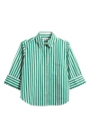 Madewell Poplin Easy Y-neck Button-up Shirt In Verdant Green