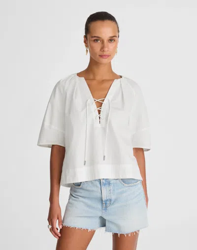 Madewell Poplin Lace-up Top In White