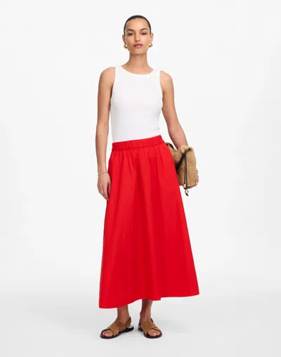 Madewell Poplin Midi Skirt In Cerise