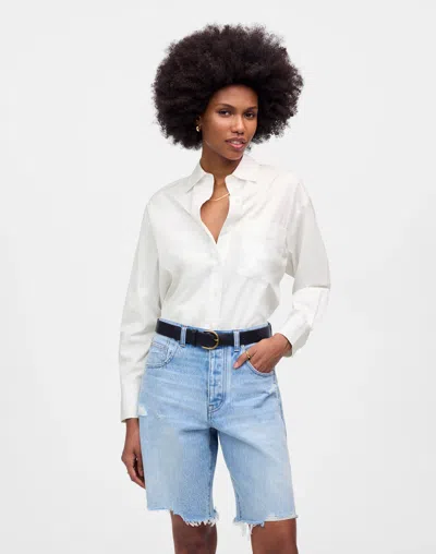 Madewell Poplin Oversized Button-up Shirt In Eyelet White