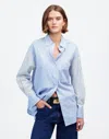 Madewell Poplin Oversized Button-up Shirt In Light Blue And White Stripe
