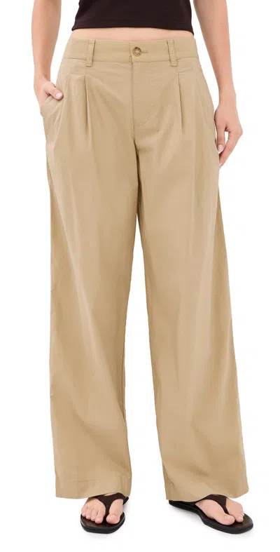 Madewell Poplin Pleated Trousers Fennel Seed In Animal Print