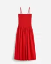 Madewell Poplin Smocked Maxi Dress Festival Red In Red
