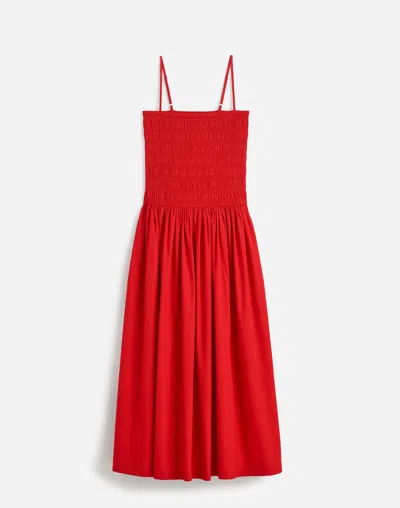 MADEWELL POPLIN SMOCKED MAXI DRESS