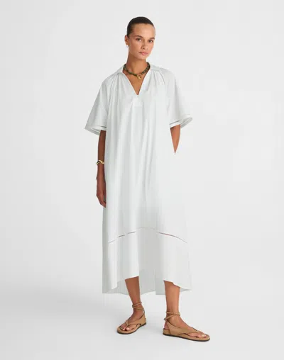 Madewell Poplin Splitneck Midi Shirtdress In White