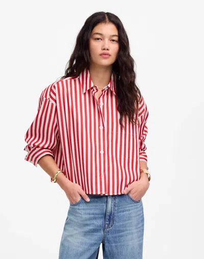 Madewell Poplin Straight-hem Shirt In Cerise