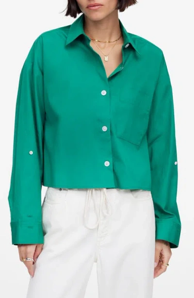 Madewell Poplin Straight Hem Shirt In Verdant Green
