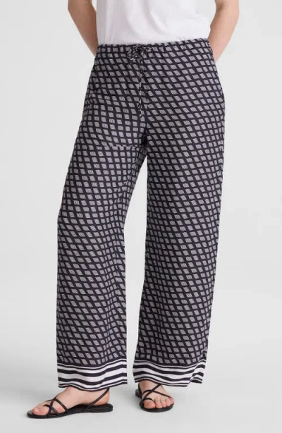 Madewell Print Pull-on Satin Pants In Blue
