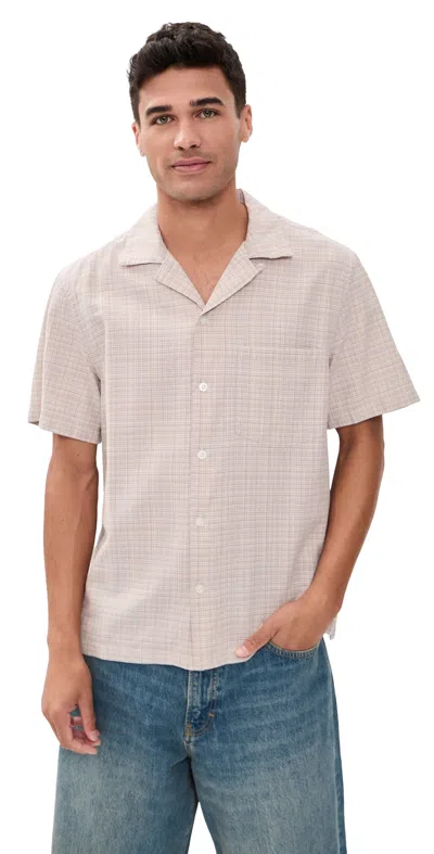 Madewell Puckered Cotton Top Pink Stripe Texture Plaid In Neutral