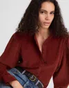 Madewell Puff-sleeve Button-up Shirt In Brown