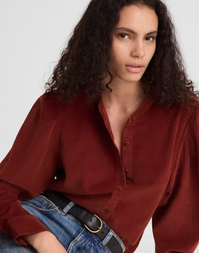 Madewell Puff-sleeve Button-up Shirt In Brown