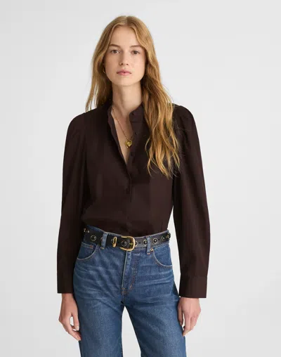 Madewell Puff-sleeve Button-up Shirt In Burgundy