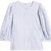 Madewell Puff-sleeve Button-up Top In Dark Blue White Stripe