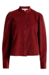 Madewell Puff Sleeve Corduroy Button-up Shirt In Red