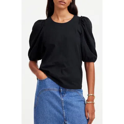 Madewell Puff Sleeve Cotton T-shirt In Black