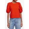 Madewell Puff Sleeve Cotton T-shirt In Bright Flame
