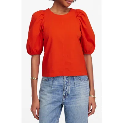 Madewell Puff Sleeve Cotton T-shirt In Bright Flame