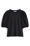 Madewell Puff Sleeve Cotton T-shirt In Jet Black