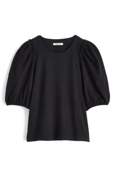 Madewell Puff Sleeve Cotton T-shirt In Jet Black