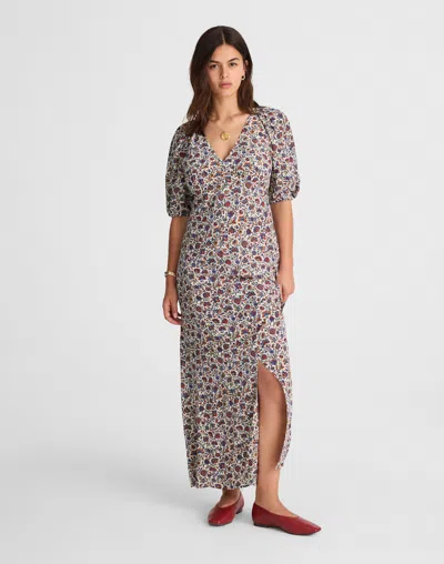 Madewell Puff-sleeve Empire Maxi Dress In Red
