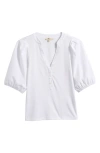 Madewell Puff-sleeve Henley Knit Top In White