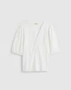 Madewell Puff-sleeve Henley Knit Top In White