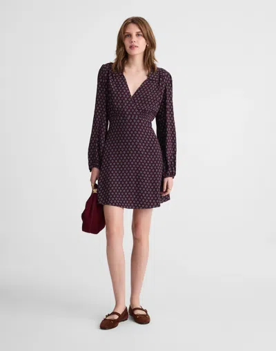 Madewell Puff-sleeve Mini Wrap Shirtdress In Purple