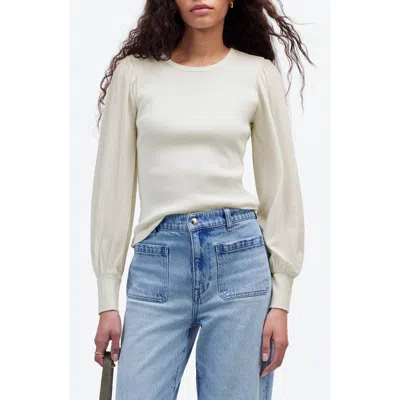 Madewell Puff Sleeve Rib Top In White