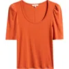 Madewell Puff-sleeve Scoop Neck T-shirt In Orange