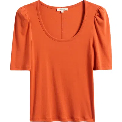 Madewell Puff-sleeve Scoop Neck T-shirt In Orange
