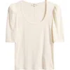 Madewell Puff-sleeve Scoop Neck T-shirt In Neutral