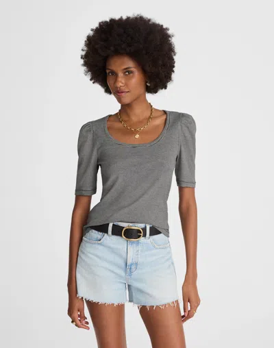 Madewell Puff-sleeve Scoopneck Tee In Black