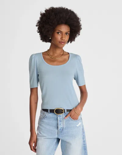 Madewell Puff-sleeve Scoopneck Tee In Blue