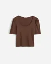 Madewell Puff-sleeve Scoopneck Tee In Brown