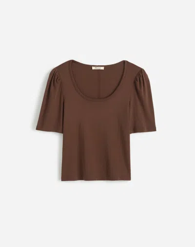 Madewell Puff-sleeve Scoopneck Tee In Brown
