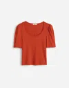 Madewell Puff-sleeve Scoopneck Tee In Red