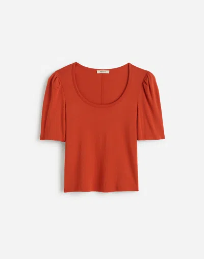 Madewell Puff-sleeve Scoopneck Tee In Orange