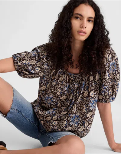 Madewell Puff-sleeve Scoopneck Top In Transparent