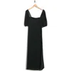 Madewell Puff Sleeve Sweetheart Midi Dress In Black
