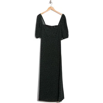 Madewell Puff Sleeve Sweetheart Midi Dress In Green
