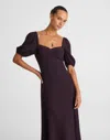 Madewell Puff-sleeve Sweetheart Midi Dress In Purple